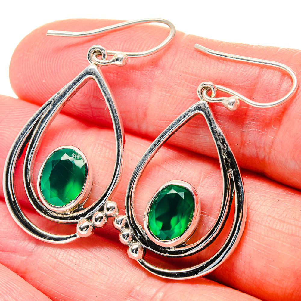 Green Onyx Earrings handcrafted by Anasilvercos - EARR423544