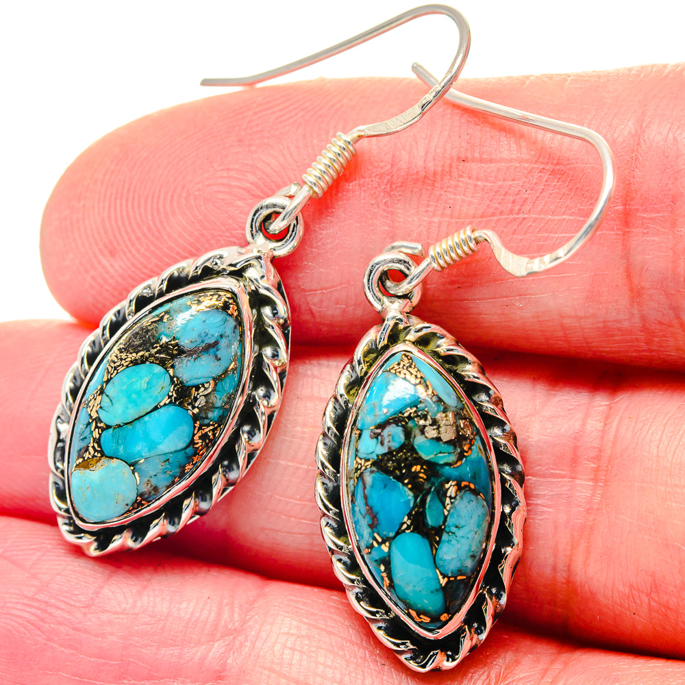 Blue Copper Composite Turquoise Earrings handcrafted by Anasilvercos - EARR423562