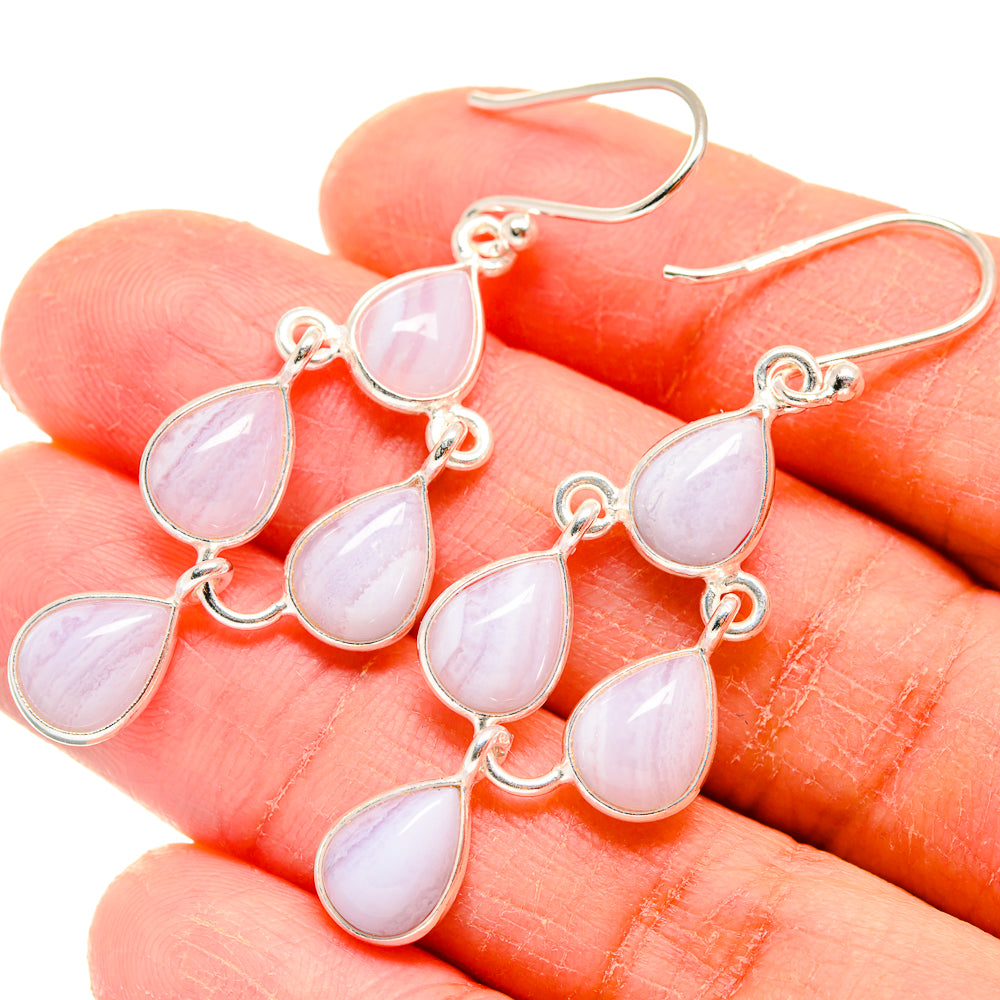 Blue Lace Agate Earrings handcrafted by Anasilvercos - EARR423769