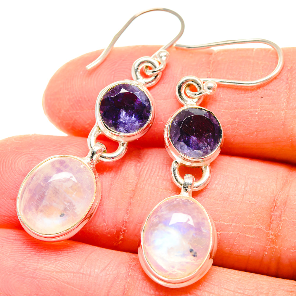 Rainbow Moonstone Earrings handcrafted by Anasilvercos - EARR423790