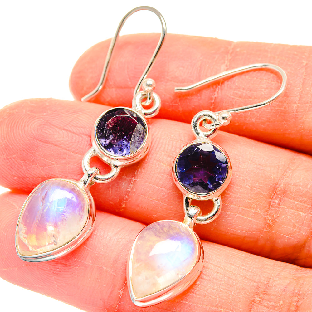 Rainbow Moonstone Earrings handcrafted by Anasilvercos - EARR423803