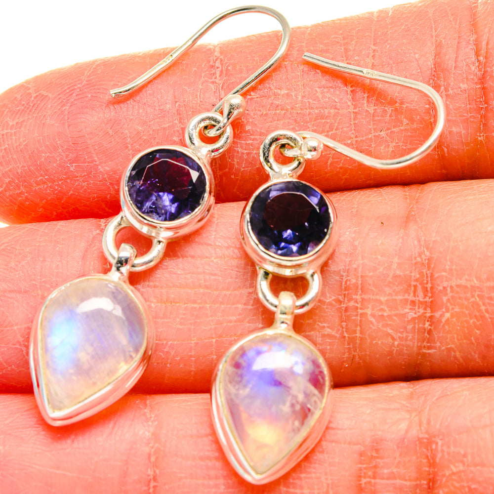 Rainbow Moonstone Earrings handcrafted by Anasilvercos - EARR423831