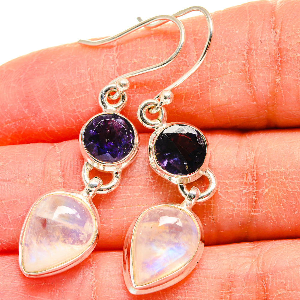 Rainbow Moonstone Earrings handcrafted by Anasilvercos - EARR423834