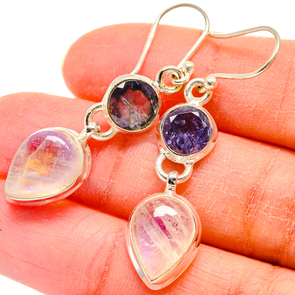Rainbow Moonstone Earrings handcrafted by Anasilvercos - EARR423868