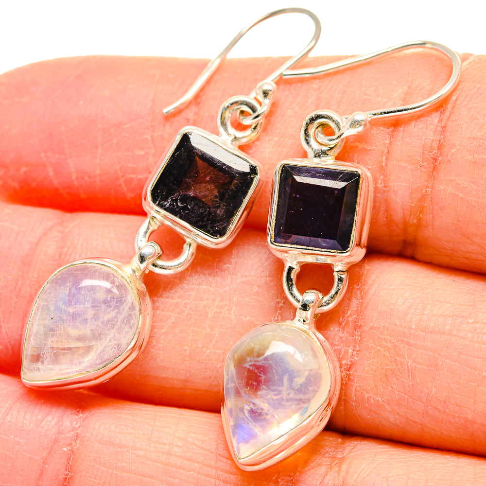 Rainbow Moonstone Earrings handcrafted by Anasilvercos - EARR423877