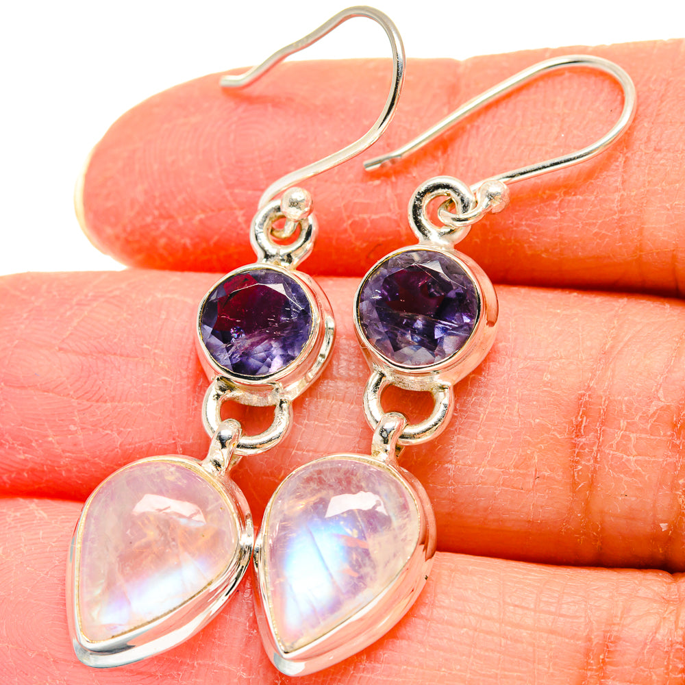 Rainbow Moonstone Earrings handcrafted by Anasilvercos - EARR423884