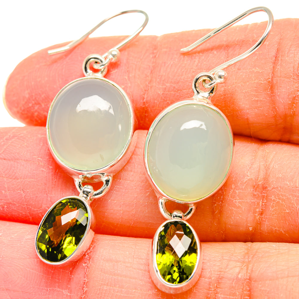 Aqua Chalcedony Earrings handcrafted by Anasilvercos - EARR423887