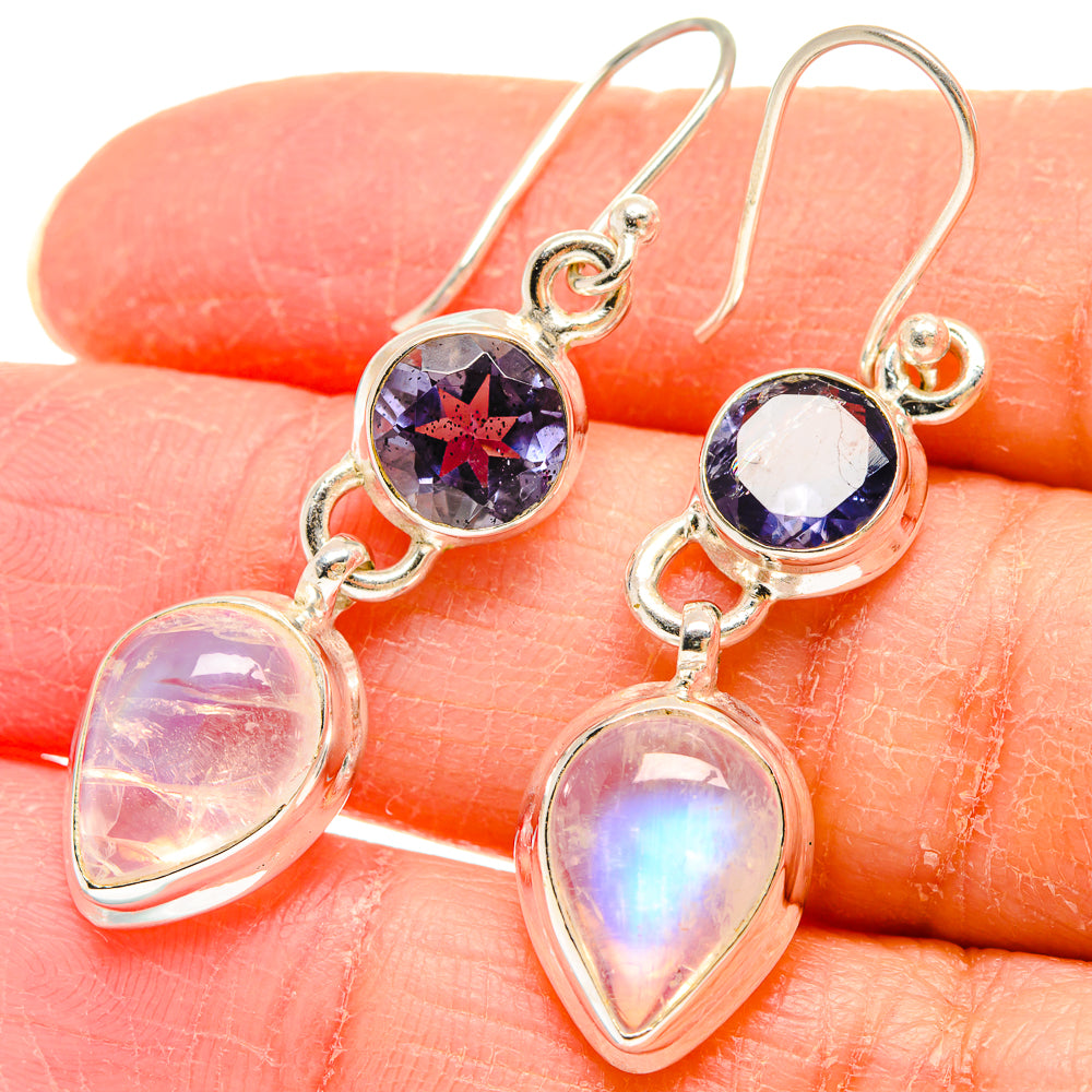Rainbow Moonstone Earrings handcrafted by Anasilvercos - EARR423910