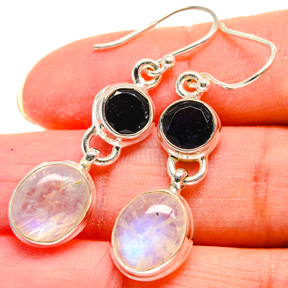Rainbow Moonstone Earrings handcrafted by Anasilvercos - EARR423920