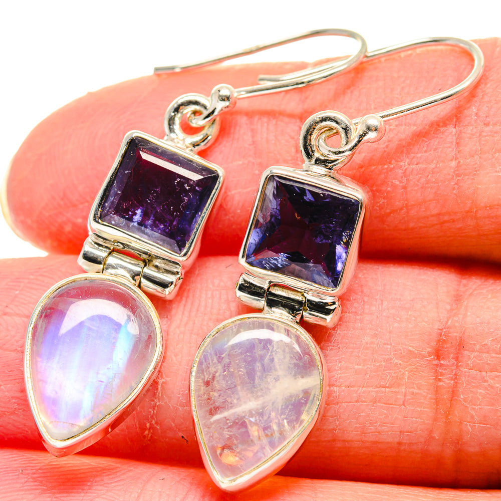 Rainbow Moonstone Earrings handcrafted by Anasilvercos - EARR423930