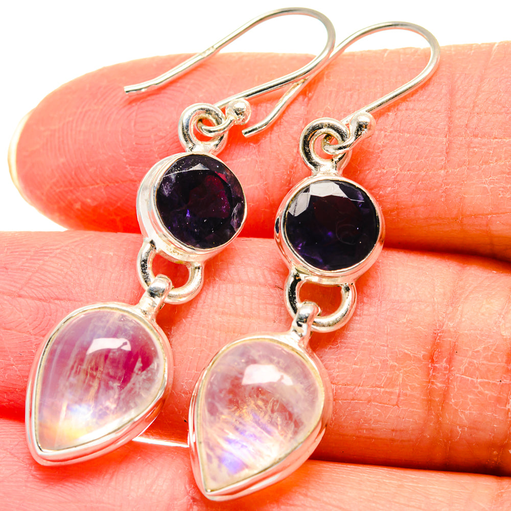 Rainbow Moonstone Earrings handcrafted by Anasilvercos - EARR423935