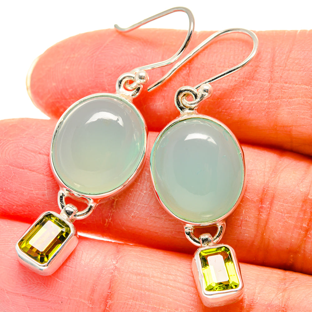Aqua Chalcedony Earrings handcrafted by Anasilvercos - EARR423950