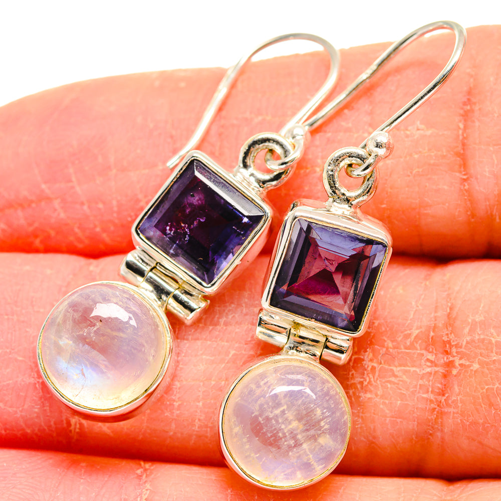 Rainbow Moonstone Earrings handcrafted by Anasilvercos - EARR423970
