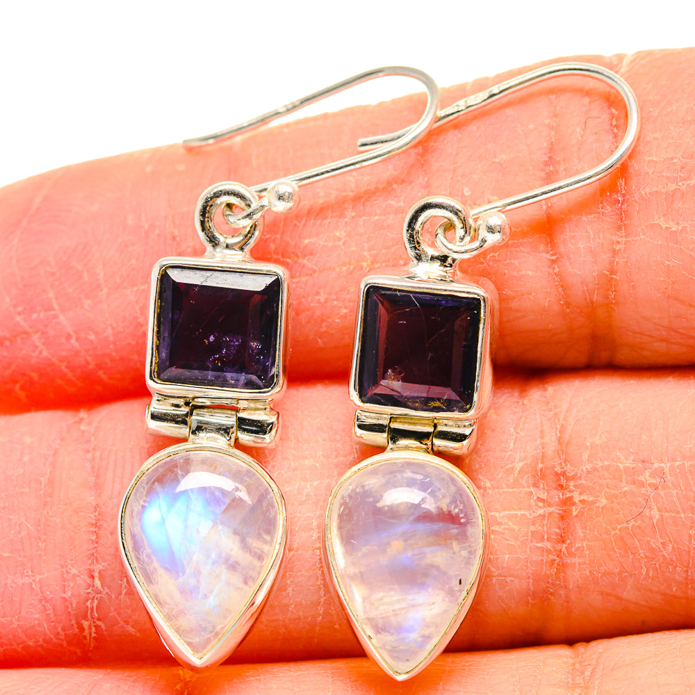 Rainbow Moonstone Earrings handcrafted by Anasilvercos - EARR423976