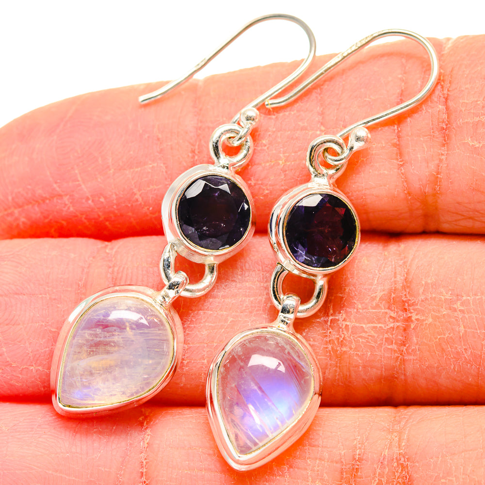 Rainbow Moonstone Earrings handcrafted by Anasilvercos - EARR423980