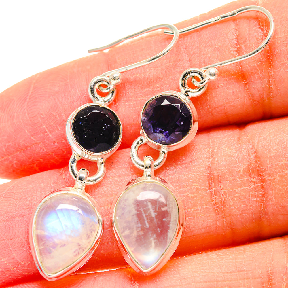 Rainbow Moonstone Earrings handcrafted by Anasilvercos - EARR424006