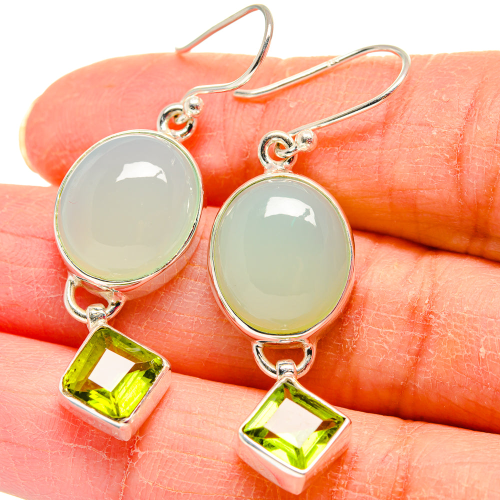 Aqua Chalcedony Earrings handcrafted by Anasilvercos - EARR424024