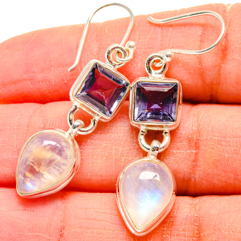 Rainbow Moonstone Earrings handcrafted by Anasilvercos - EARR424042
