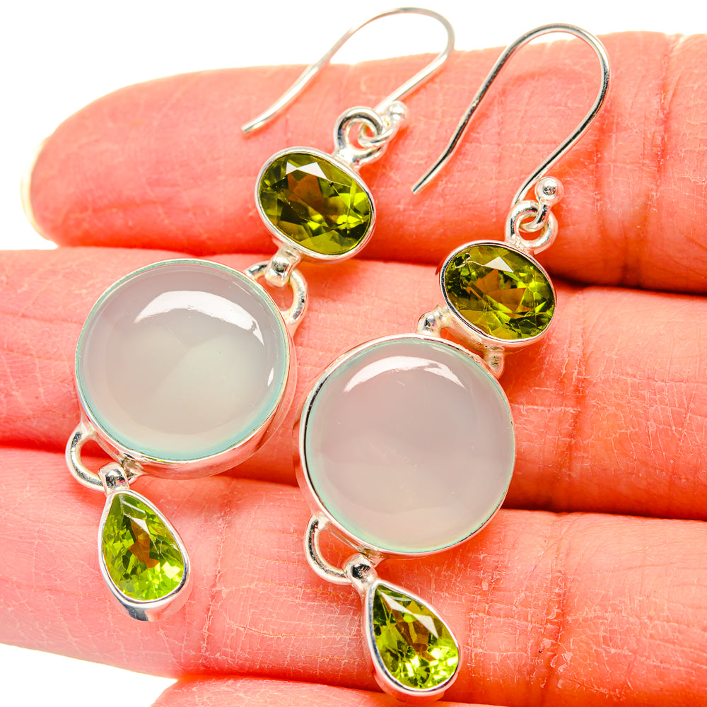 Aqua Chalcedony Earrings handcrafted by Anasilvercos - EARR424044