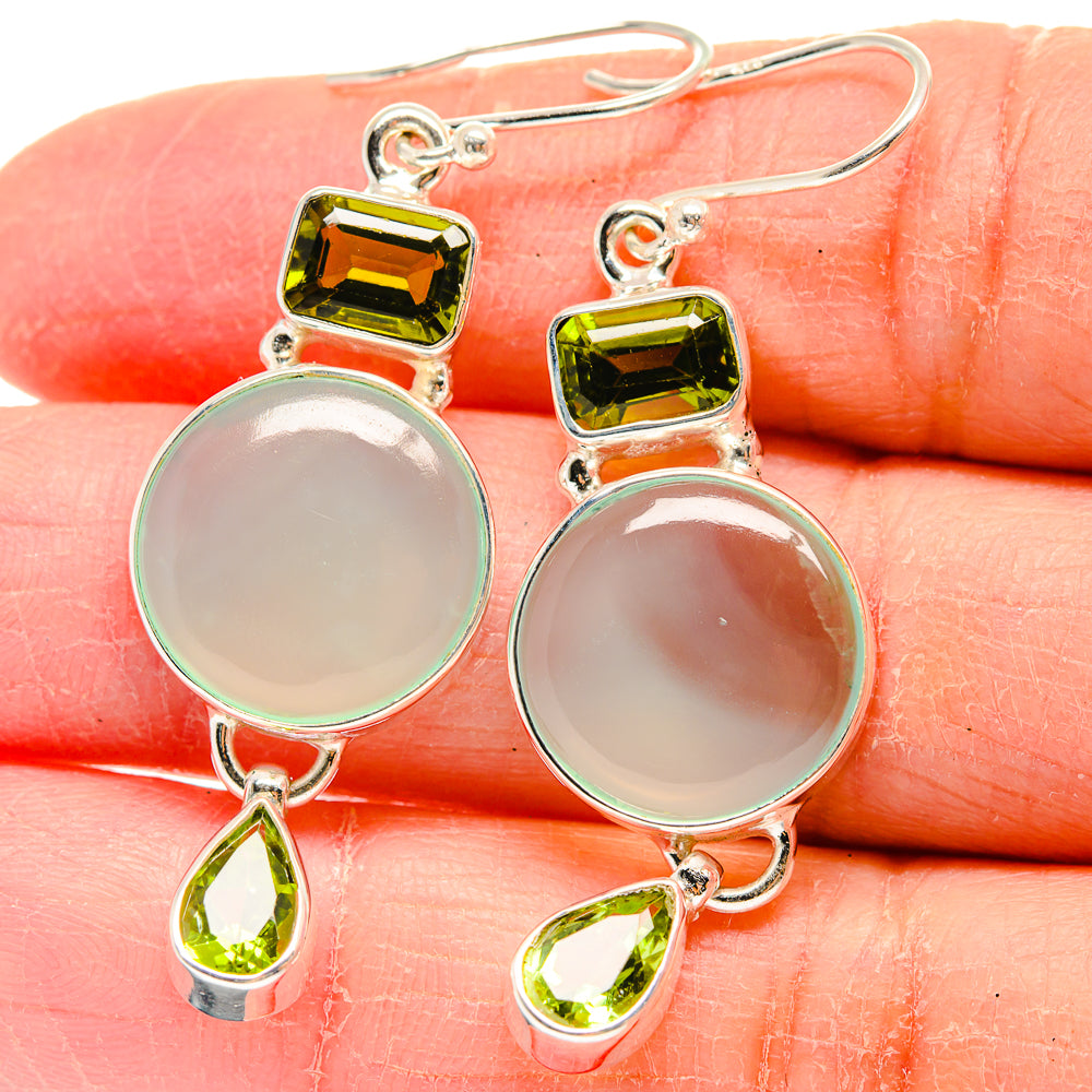 Aqua Chalcedony Earrings handcrafted by Anasilvercos - EARR424078