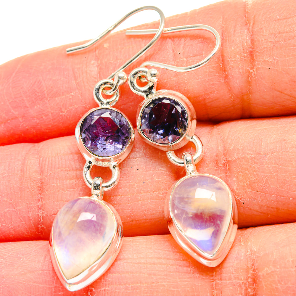 Rainbow Moonstone Earrings handcrafted by Anasilvercos - EARR424081