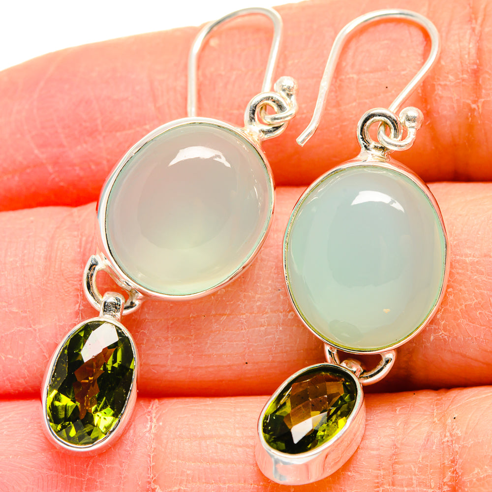 Aqua Chalcedony Earrings handcrafted by Anasilvercos - EARR424085