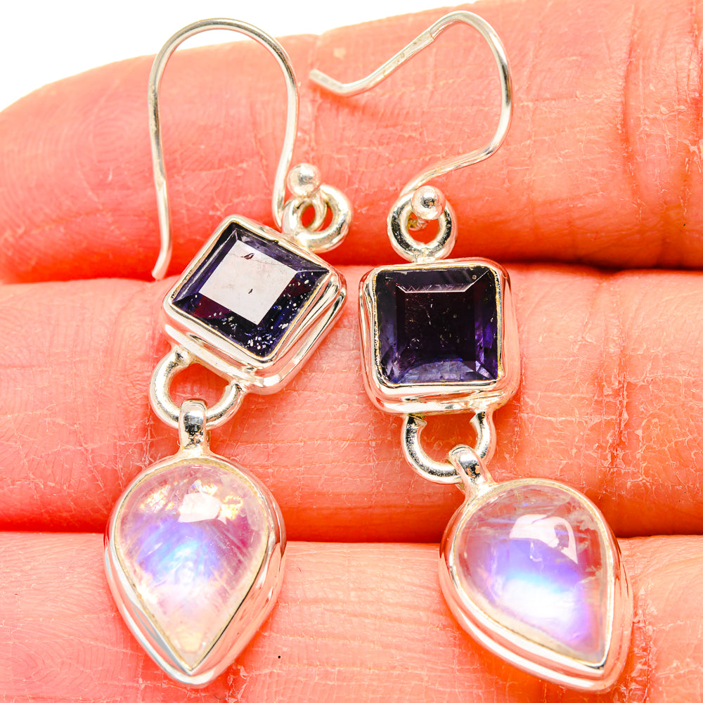 Rainbow Moonstone Earrings handcrafted by Anasilvercos - EARR424092