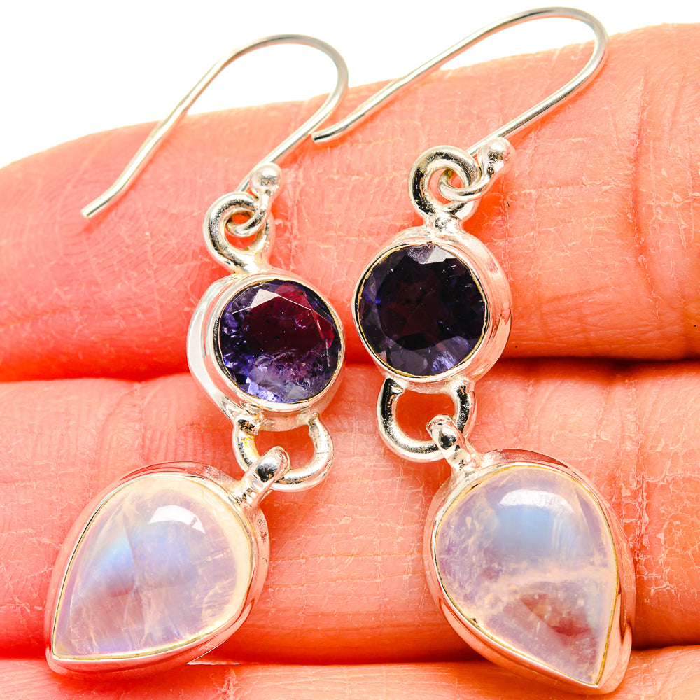 Rainbow Moonstone Earrings handcrafted by Anasilvercos - EARR424096