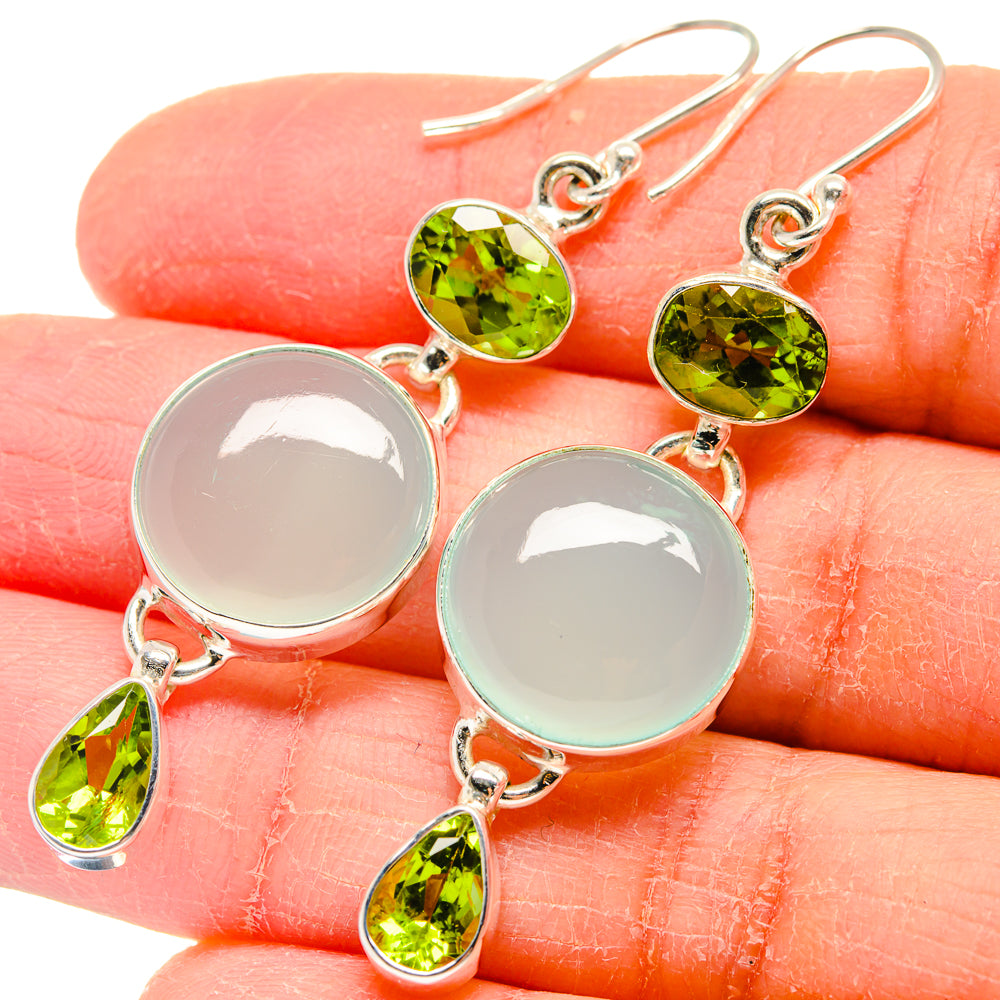 Aqua Chalcedony Earrings handcrafted by Anasilvercos - EARR424107