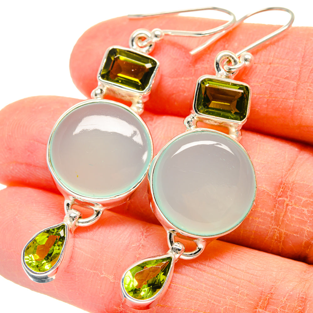 Aqua Chalcedony Earrings handcrafted by Anasilvercos - EARR424128