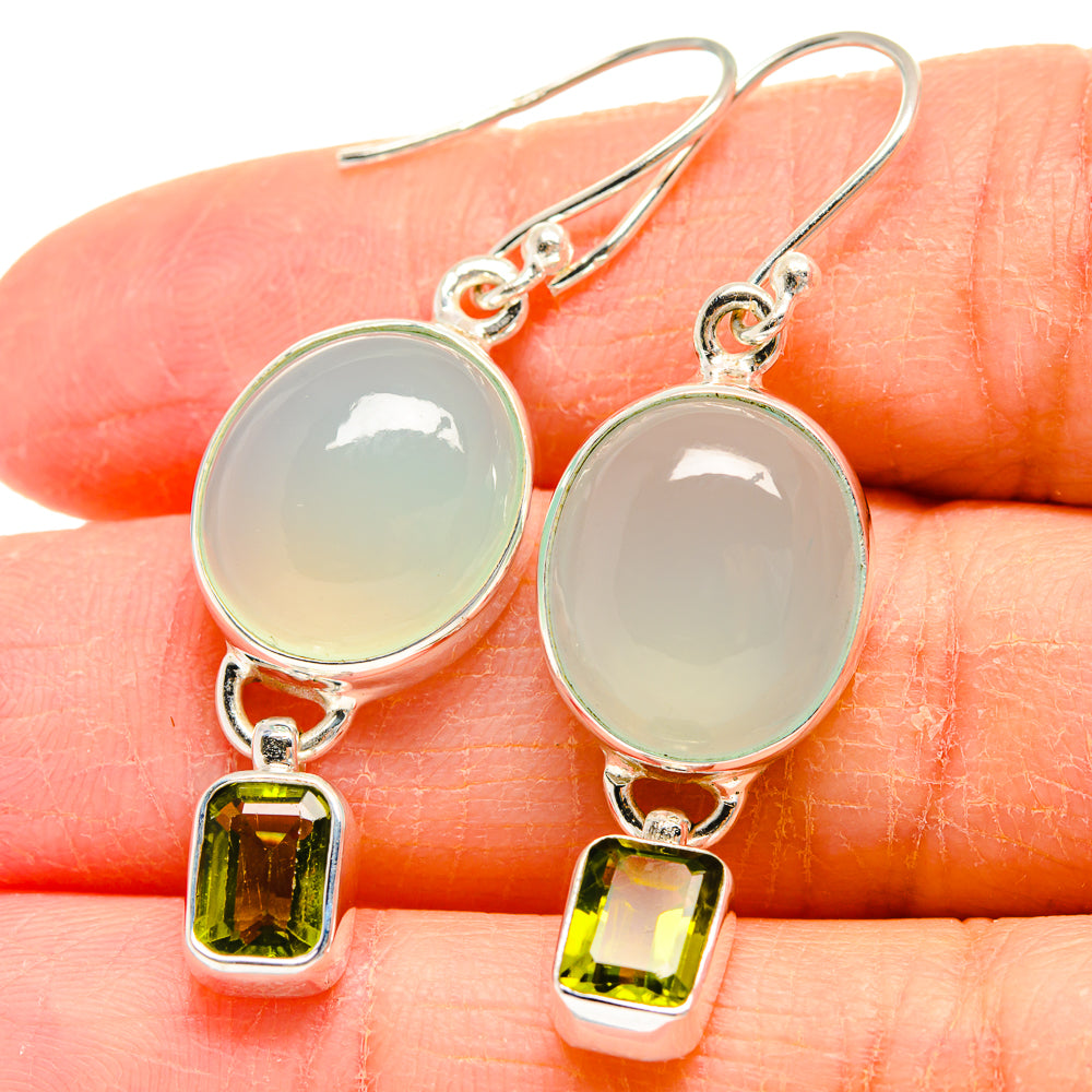 Aqua Chalcedony Earrings handcrafted by Anasilvercos - EARR424130