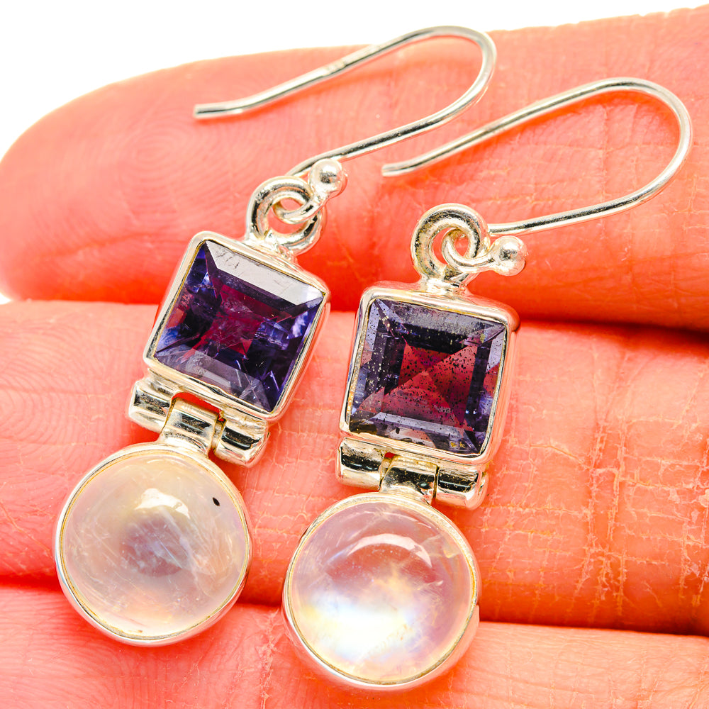 Rainbow Moonstone Earrings handcrafted by Anasilvercos - EARR424140