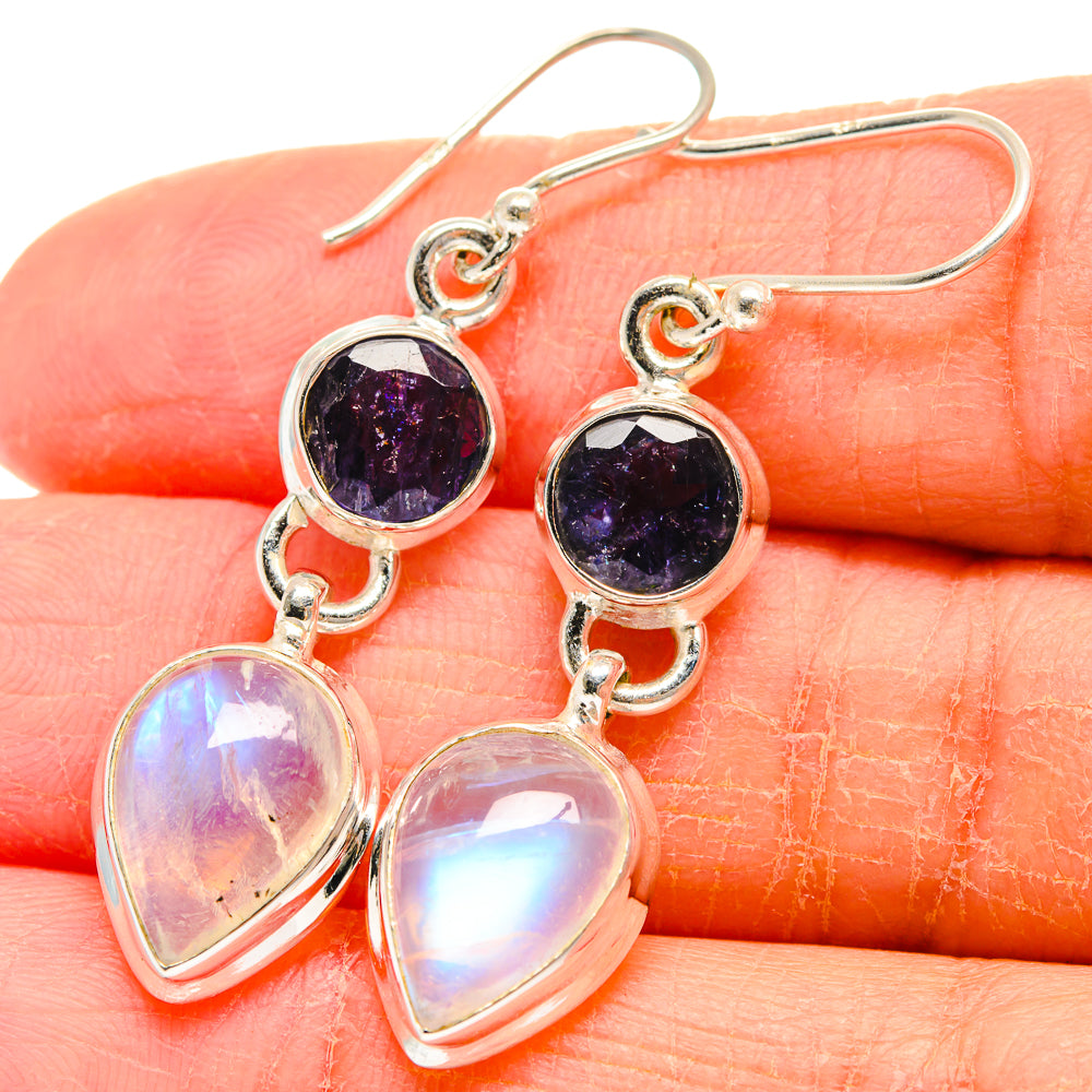 Rainbow Moonstone Earrings handcrafted by Anasilvercos - EARR424147