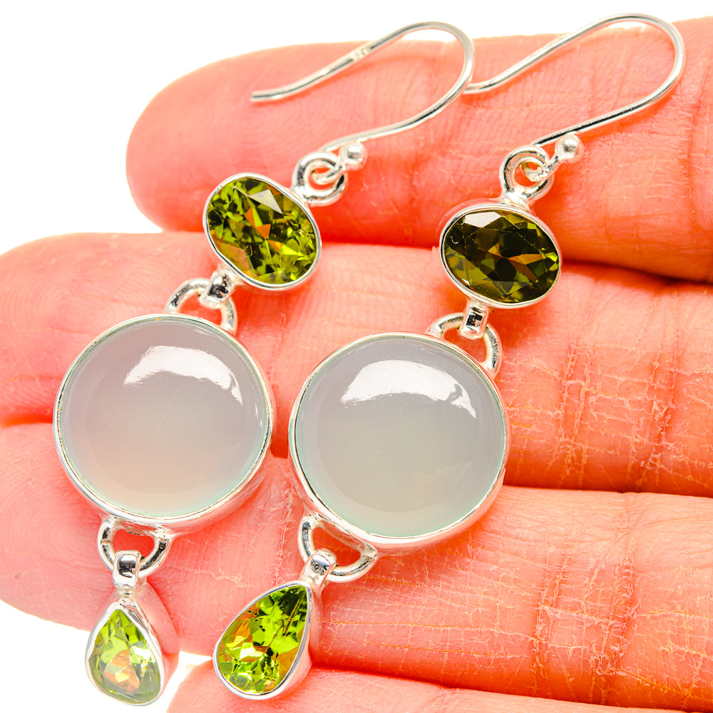 Aqua Chalcedony Earrings handcrafted by Anasilvercos - EARR424149