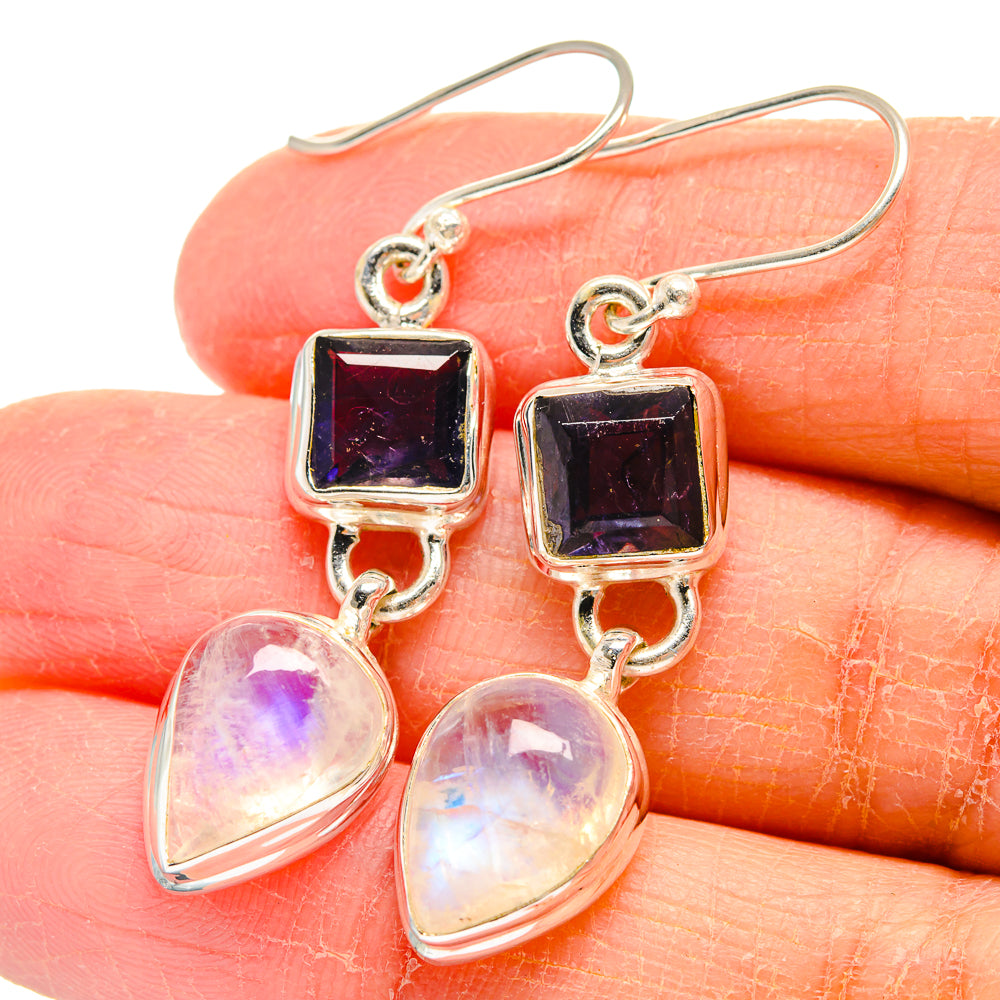 Rainbow Moonstone Earrings handcrafted by Anasilvercos - EARR424159