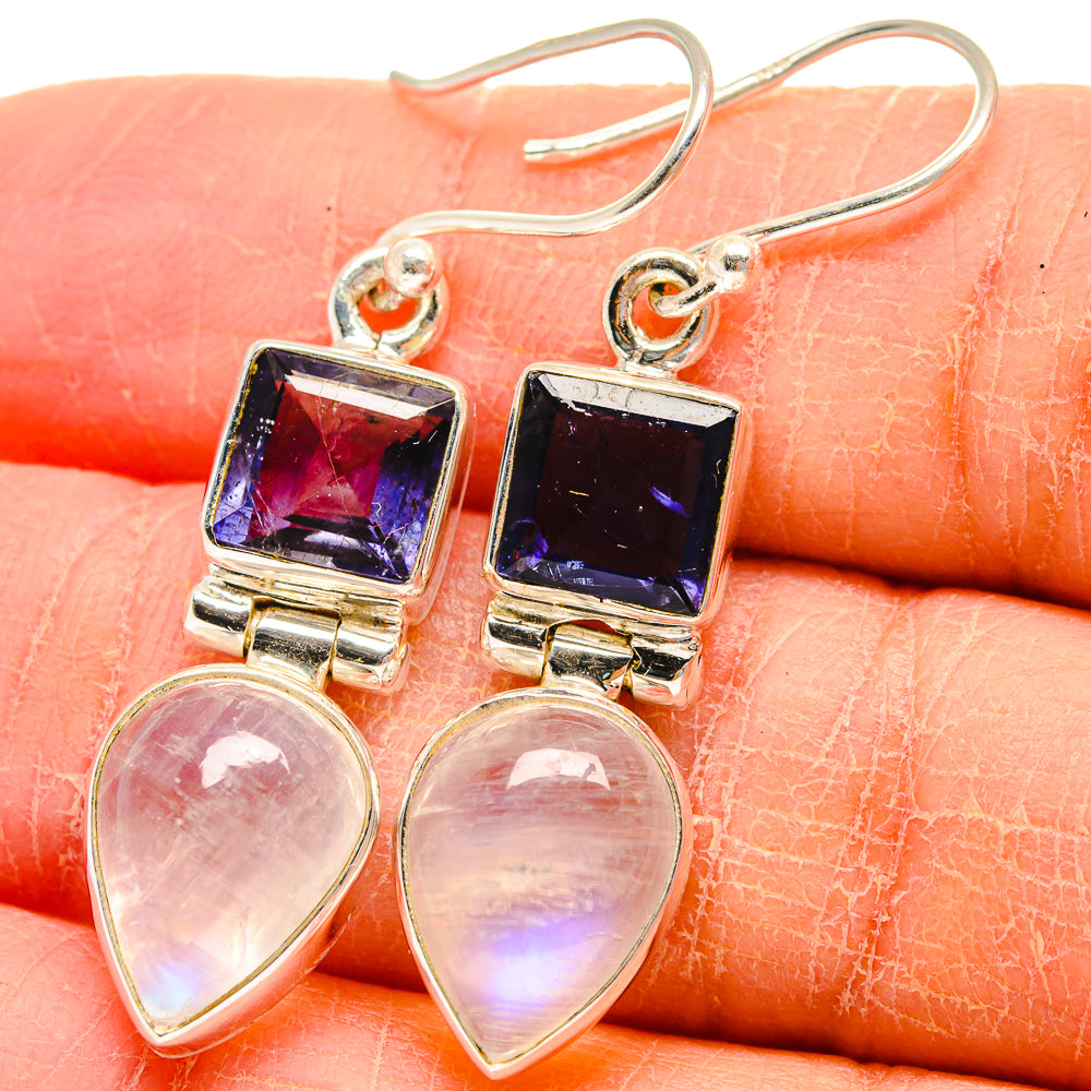 Rainbow Moonstone Earrings handcrafted by Anasilvercos - EARR424171