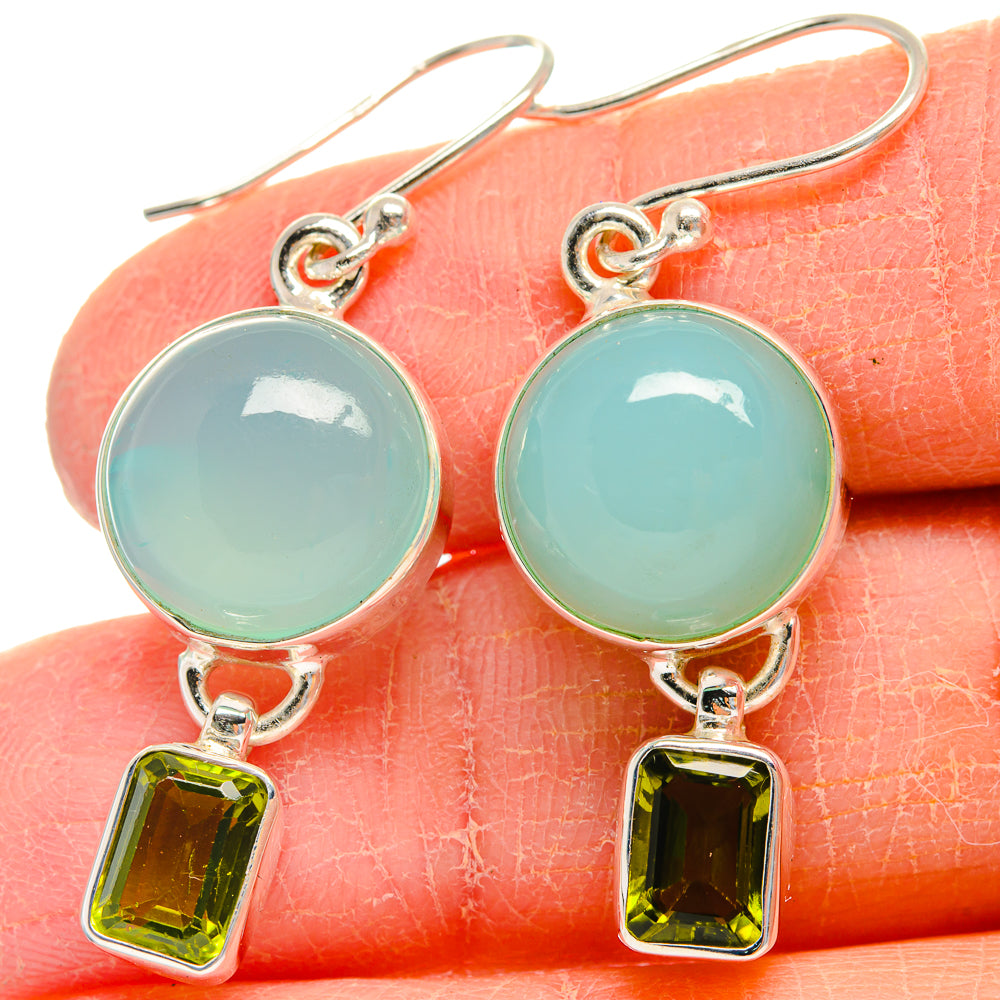 Aqua Chalcedony Earrings handcrafted by Anasilvercos - EARR424183