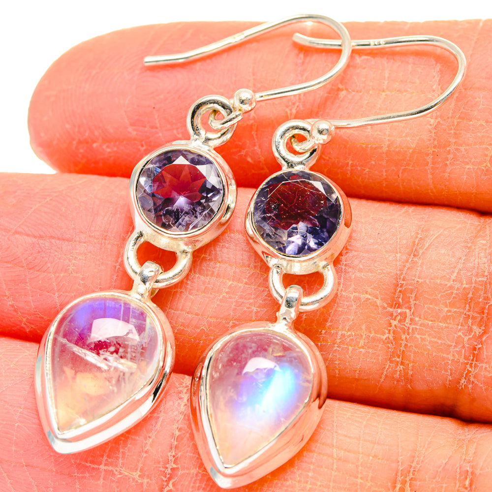 Rainbow Moonstone Earrings handcrafted by Anasilvercos - EARR424185