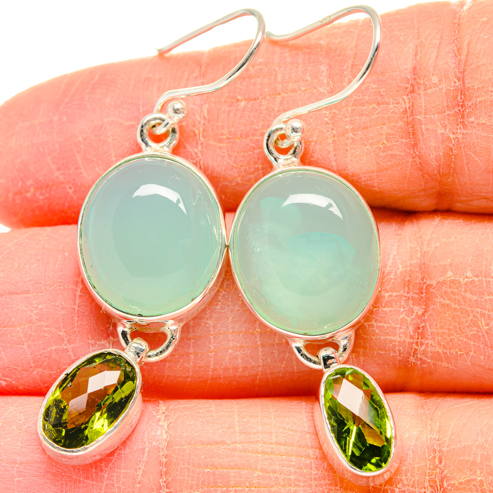 Aqua Chalcedony Earrings handcrafted by Anasilvercos - EARR424193