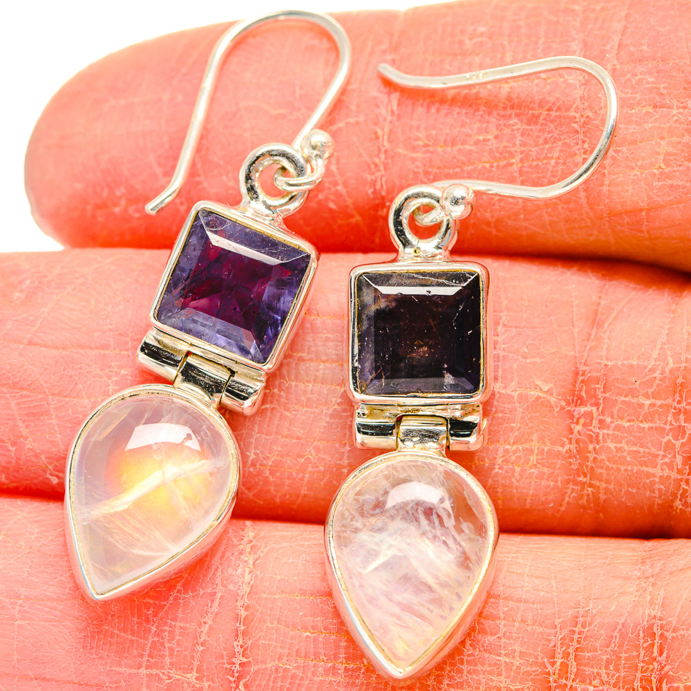 Rainbow Moonstone Earrings handcrafted by Anasilvercos - EARR424194