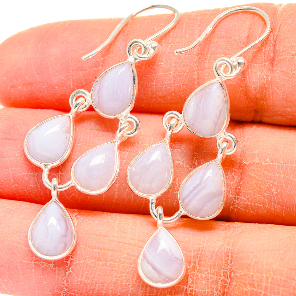 Blue Lace Agate Earrings handcrafted by Anasilvercos - EARR424209