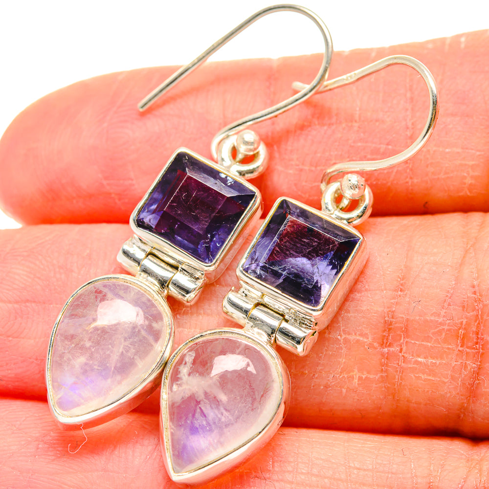 Rainbow Moonstone Earrings handcrafted by Anasilvercos - EARR424216