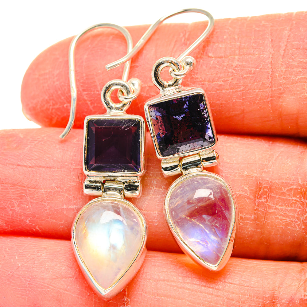 Rainbow Moonstone Earrings handcrafted by Anasilvercos - EARR424229