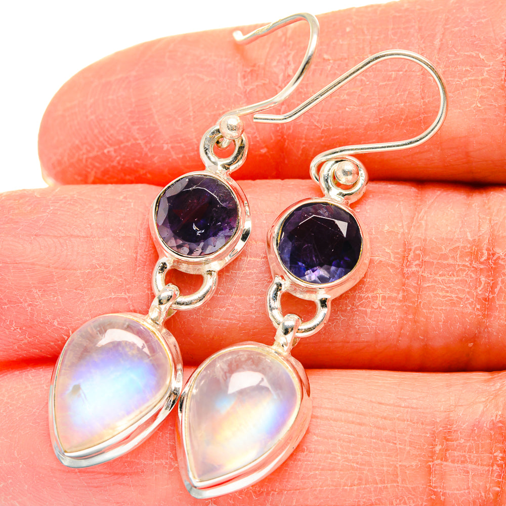 Rainbow Moonstone Earrings handcrafted by Anasilvercos - EARR424237