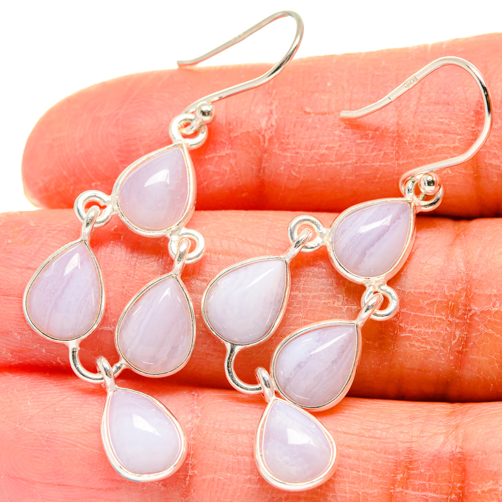 Blue Lace Agate Earrings handcrafted by Anasilvercos - EARR424247
