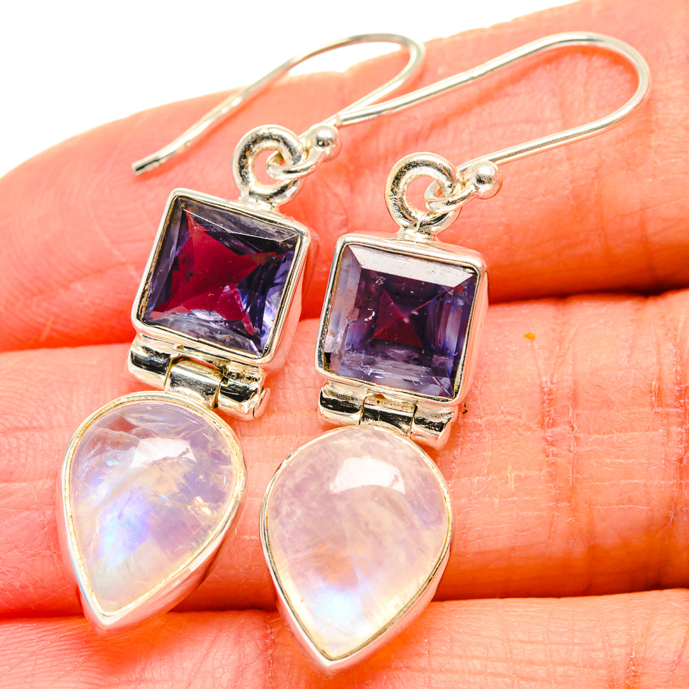 Rainbow Moonstone Earrings handcrafted by Anasilvercos - EARR424270
