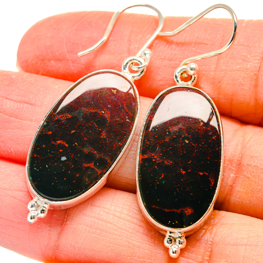 Bloodstone Earrings handcrafted by Anasilvercos - EARR424284