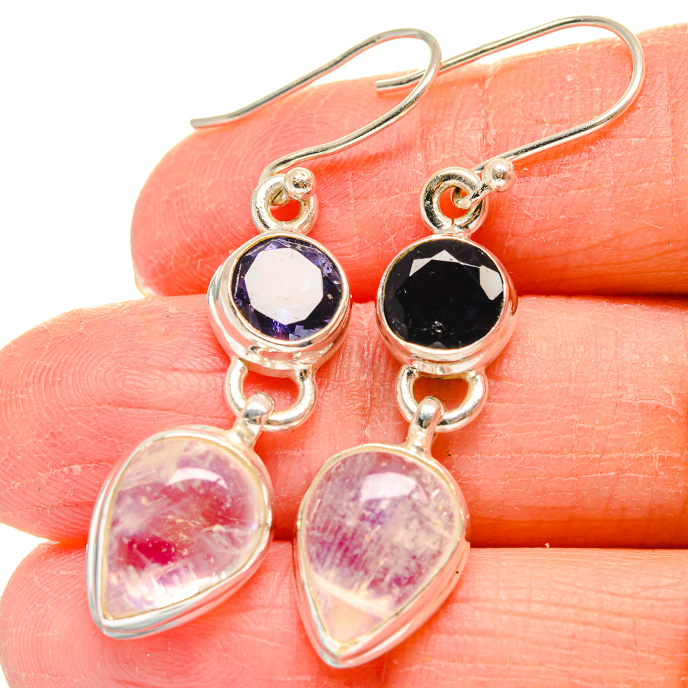 Rainbow Moonstone Earrings handcrafted by Anasilvercos - EARR424295
