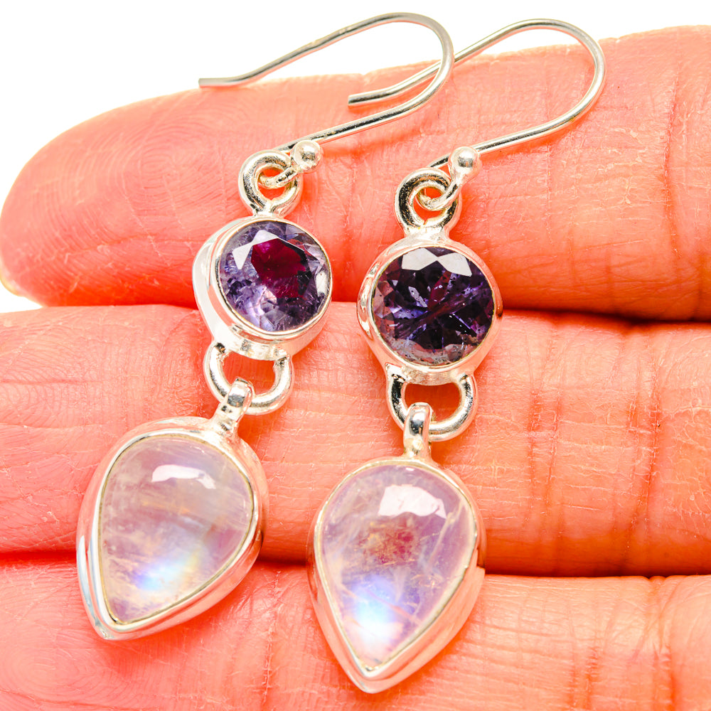 Rainbow Moonstone Earrings handcrafted by Anasilvercos - EARR424318