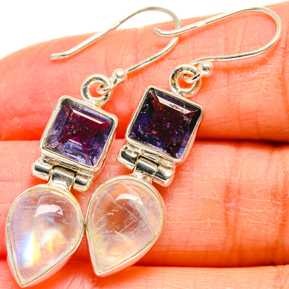 Rainbow Moonstone Earrings handcrafted by Anasilvercos - EARR424321
